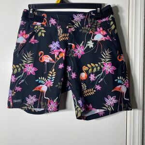 Zoic Navaeh Flamingo Floral Mountain Bike Shorts Black Pink 7 Inch Inseam Womens